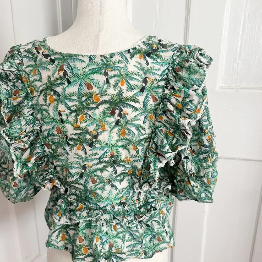 Farm Rio Toucan Tropical Print Top
